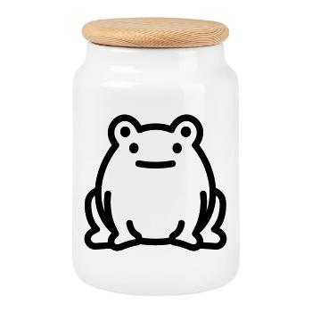 Frosch - Keksdose mit Holzdeckel - Weiß - Vorne