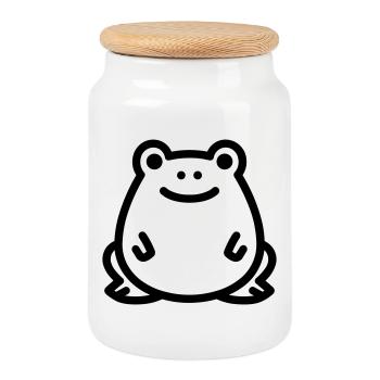 Frosch - Keksdose mit Holzdeckel - Weiß - Vorne