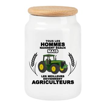 Agriculteur Transparent - Boîte à biscuits avec couvercle en bois - blanc - Devant