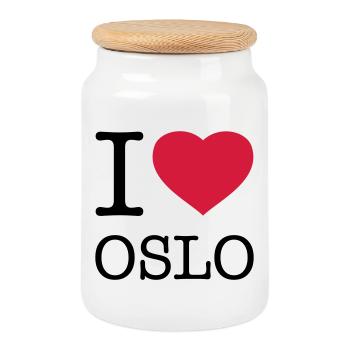 J’AIME OSLO Norvège - Boîte à biscuits avec couvercle en bois - blanc - Devant