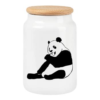 Panda - Pandas - Keksdose mit Holzdeckel - Weiß - Vorne