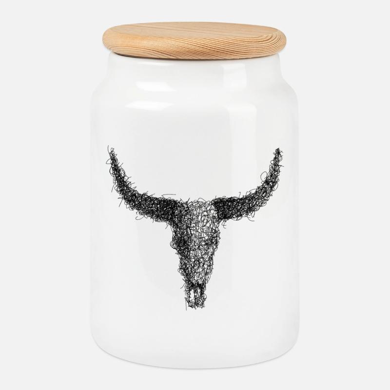 Buffalo Griboullage - Cookie Jar with Wooden Lid - white