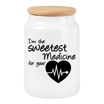 Sweetest Medicine Médecine médecin cadeau Rengaine - Boîte à biscuits avec couvercle en bois - blanc - Devant