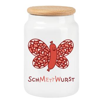 SchMettWurst - Cookie Jar with Wooden Lid - white - Front