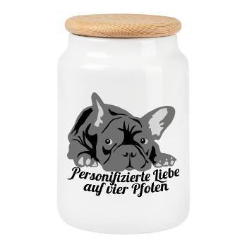 amour personnalisé bouledogue français - Boîte à biscuits avec couvercle en bois - blanc - Devant