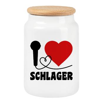 I Love Schlager - Keksdose mit Holzdeckel - Weiß - Vorne