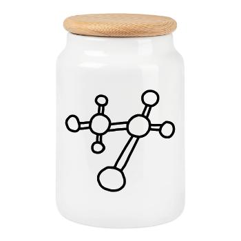 Atom molecule / physics mechanics lattice atomicon - Cookie Jar with Wooden Lid - white - Front