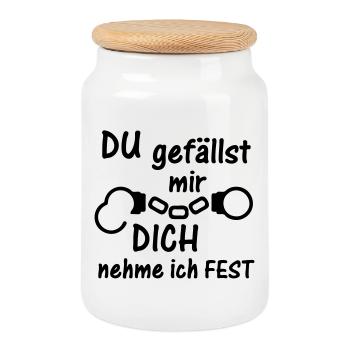 Festnahme Liebe Polizei Handschellen Geschenk - Keksdose mit Holzdeckel - Weiß - Vorne