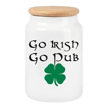 Go Irish Go Pub Irland irisch St Patricks Day - Cookie Jar with Wooden Lid - white - Front