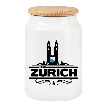 Zürich - Zürcher - Zurich - Keksdose mit Holzdeckel - Weiß - Vorne