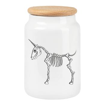 Einhorn Skelett - Einhörner - Fabelwesen - Comic - Keksdose mit Holzdeckel - Weiß - Vorne
