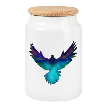 aigle faucon - Boîte à biscuits avec couvercle en bois - blanc - Devant