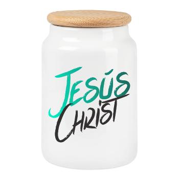 Jesucristo Jesus Christ - Cookie Jar with Wooden Lid - white - Front