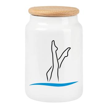 Synchronschwimmen - Keksdose mit Holzdeckel - Weiß - Vorne