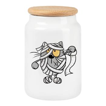 Cool papier toilette chats maman je Halloween - Boîte à biscuits avec couvercle en bois - blanc - Devant