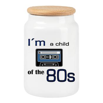 I'm a child of the eighties Kassette Tape - Keksdose mit Holzdeckel - Weiß - Vorne