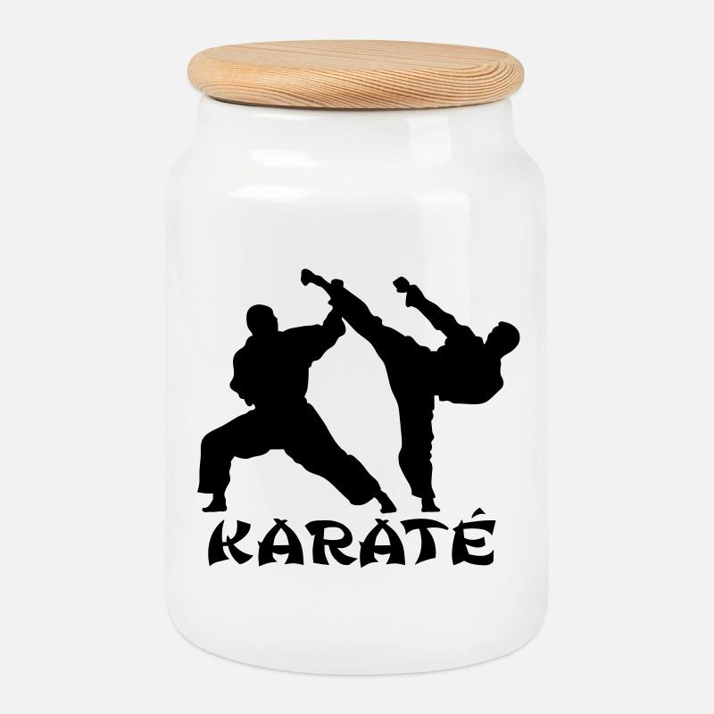 Karate - Keksdose mit Holzdeckel - Weiß