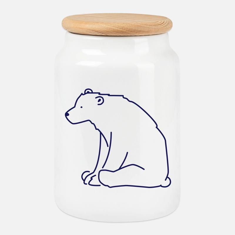 Eisbär - Boîte à biscuits avec couvercle en bois - blanc