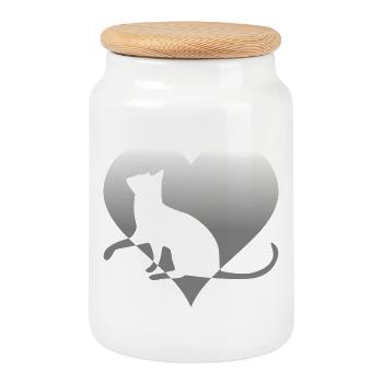 Katze Katze Katze Katze Katze Katze Mieze - Keksdose mit Holzdeckel - Weiß - Vorne