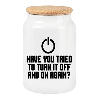 Have you tried turning the PC off and on # - Cookie Jar with Wooden Lid - white - Front