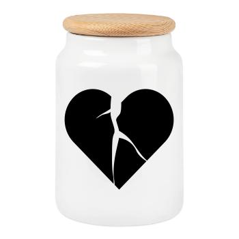 heart broken lovesick - Cookie Jar with Wooden Lid - white - Front