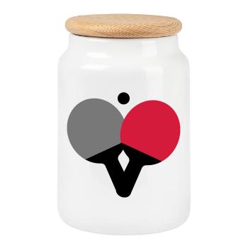 Tennis de table - Ping Pong - Boîte à biscuits avec couvercle en bois - blanc - Devant