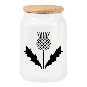 Scottish Thistle - Cookie Jar with Wooden Lid - white - Front