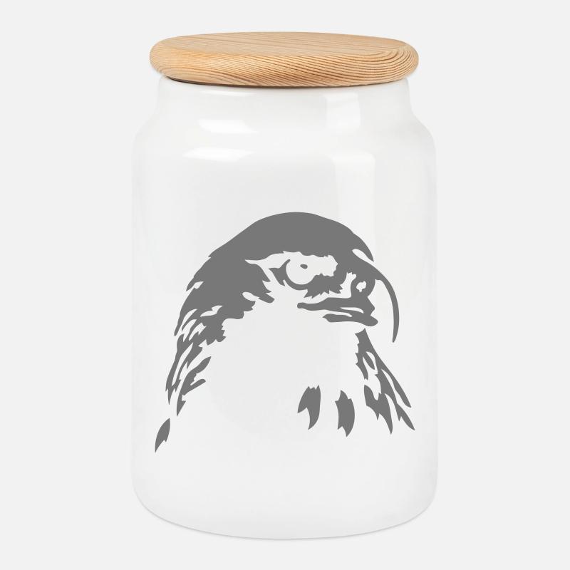 eagle - Cookie Jar with Wooden Lid - white
