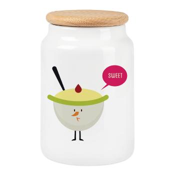 Sweet - Cookie Jar with Wooden Lid - white - Front