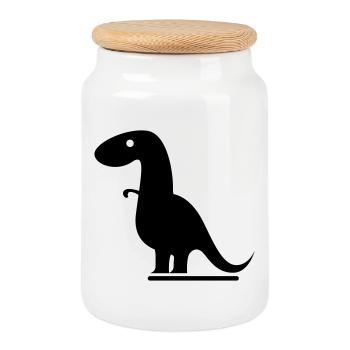 dinosaure - Boîte à biscuits avec couvercle en bois - blanc - Devant