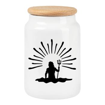 neptun - Boîte à biscuits avec couvercle en bois - blanc - Devant