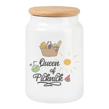 Picknick - Keksdose mit Holzdeckel - Weiß - Vorne