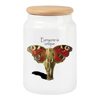 Everyone is unique - Cookie Jar with Wooden Lid - white - Front