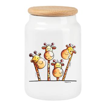 Es ist Giraffen Zeit - Keksdose mit Holzdeckel - Weiß - Vorne