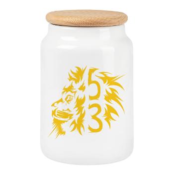 football soccer dresden lion animals 53 - Cookie Jar with Wooden Lid - white - Front