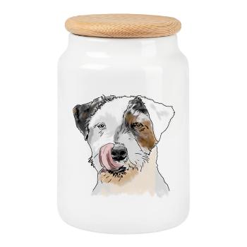 Terrier - Cookie Jar with Wooden Lid - white - Front
