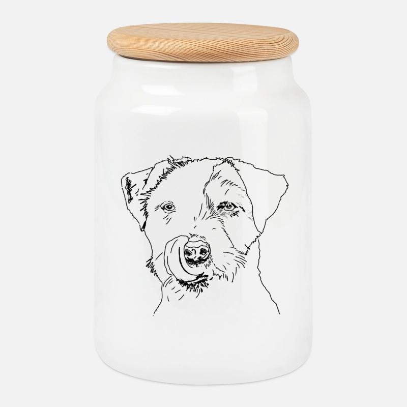 Terrier - Cookie Jar with Wooden Lid - white