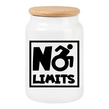 No limits for this wheelchair user, role # - Cookie Jar with Wooden Lid - white - Front
