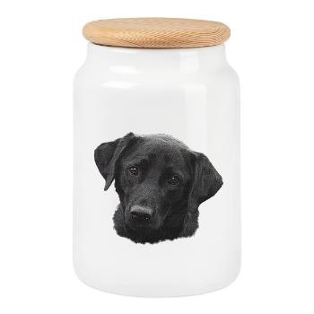 labradorkopf Leinwand, süßes hundemotiv - Keksdose mit Holzdeckel - Weiß - Vorne