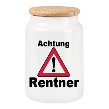 Rente Rentner Rentnerin Berufe Achtung Rentner(25) - Keksdose mit Holzdeckel - Weiß - Vorne