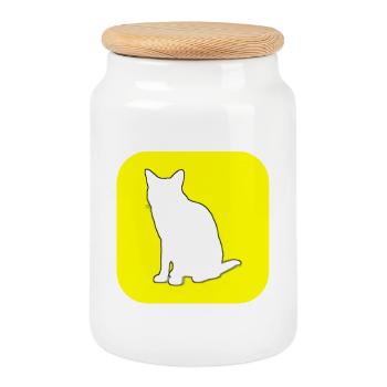 SnapChat (te) (French pun) - Cookie Jar with Wooden Lid - white - Front