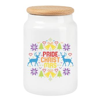 Ugly Christmas Pride Christmas LGBTQ Regenbogen - Keksdose mit Holzdeckel - Weiß - Vorne