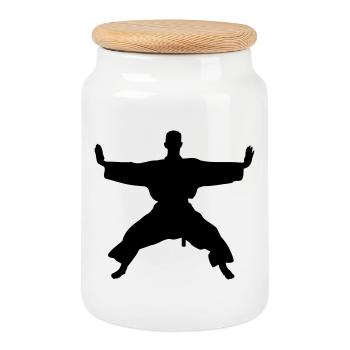Kata karaté shotokan - Boîte à biscuits avec couvercle en bois - blanc - Devant