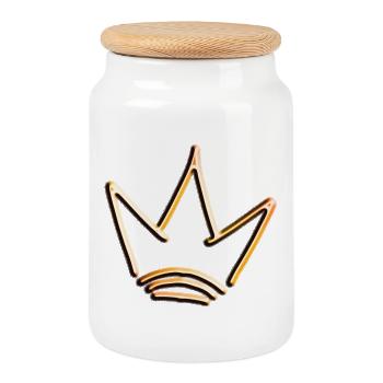 Crown gold red with shadow, simple, isolated - Cookie Jar with Wooden Lid - white - Front