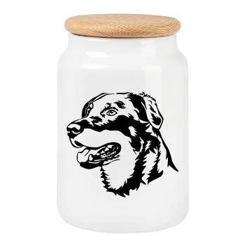 Beauceron head - Cookie Jar with Wooden Lid - white - Front