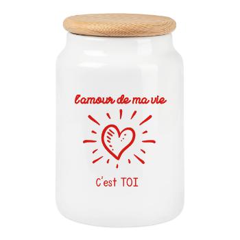 L'Amour de ma vie C’est TOI - Boîte à biscuits avec couvercle en bois - blanc - Devant