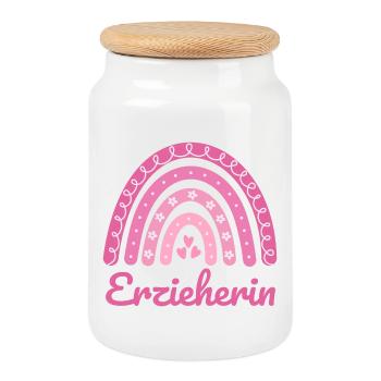 Institutrice de maternelle Regenbogen - Boîte à biscuits avec couvercle en bois - blanc - Devant
