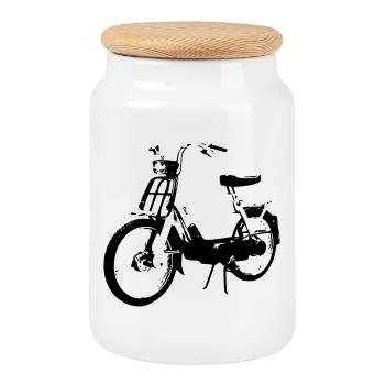 Mofa Moped Töffli - Ciao Bravo Trend - 2025 - Keksdose mit Holzdeckel - Weiß - Vorne