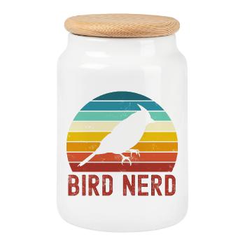 Bird Birds - Cookie Jar with Wooden Lid - white - Front