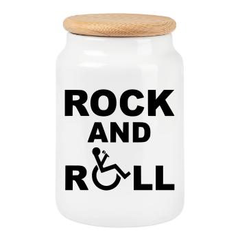 Rock'n'Roll, Rollstuhlmusiker, Musik* - Keksdose mit Holzdeckel - Weiß - Vorne